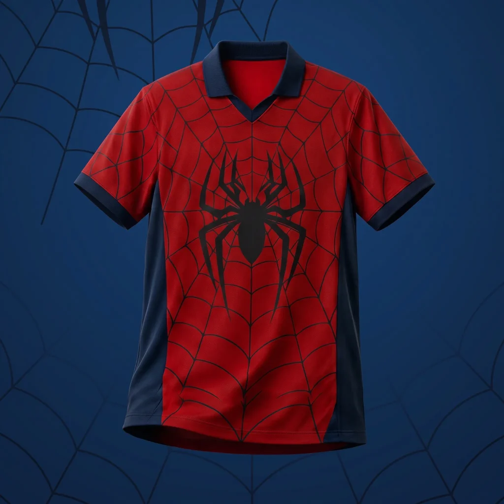 Spider Polo T-Shirt (Red & Navy)