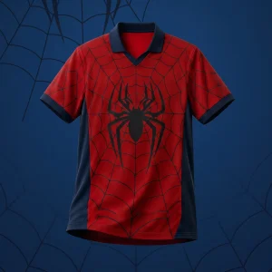 Spider Polo T-Shirt (Red & Navy)